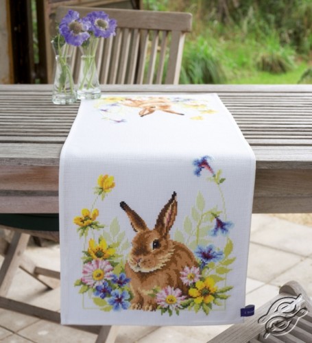 Tablecloths And Runners Vervaco Hare In Flowers Gvello Stitch