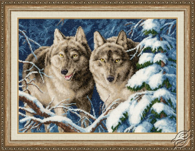 Kustom Krafts 14/" x 17/" Winter Wolves Cross Stitch Kit