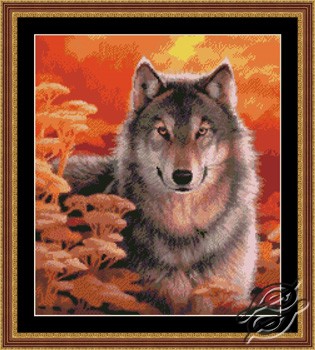 Gaze- Grey Wolf at Sunset by Kustom Krafts - Gvello Stitch